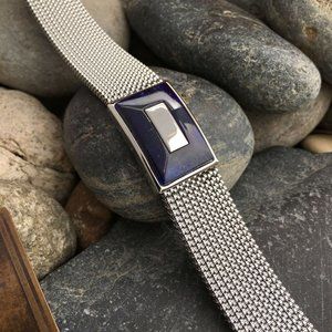 70s Evinger Stainless Steel Mesh Murano Glass 19mm 18mm 16mm Vintage Watch Band